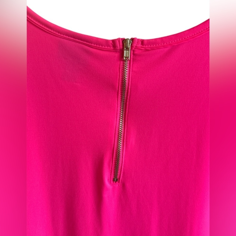 Worthington Sleeveless Top Hot Pink Ruffle Front Back Zipper Womens Size XL - Picture 6 of 10